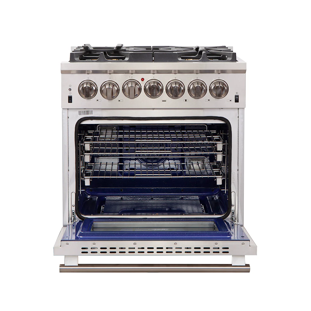 Forno Capriasca 30-Inch Freestanding Dual Fuel Range, 4 Burners, True Convection Oven - Image 3