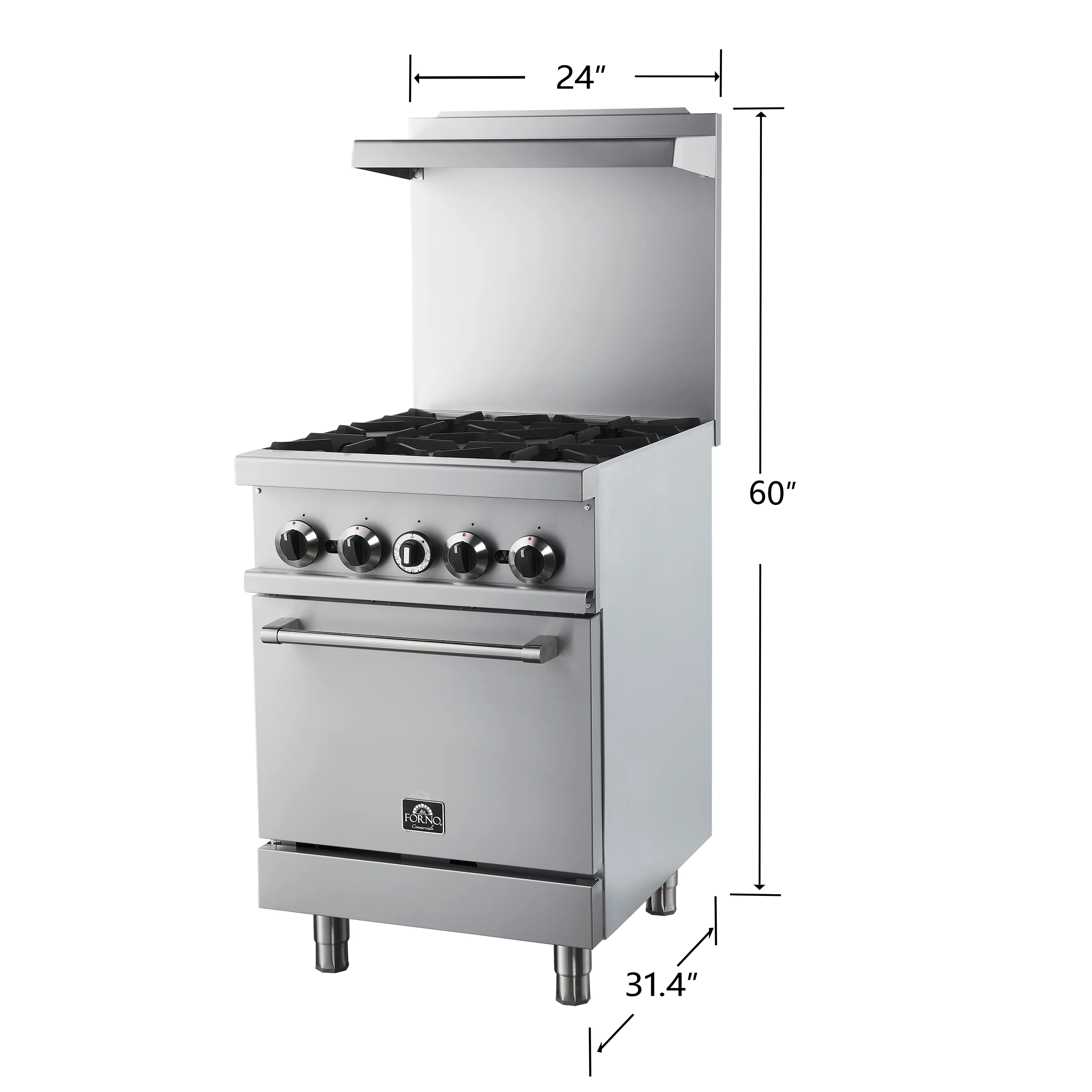 Forno Commerciale 24 Inch Gas Range with 4 Burners - Image 5