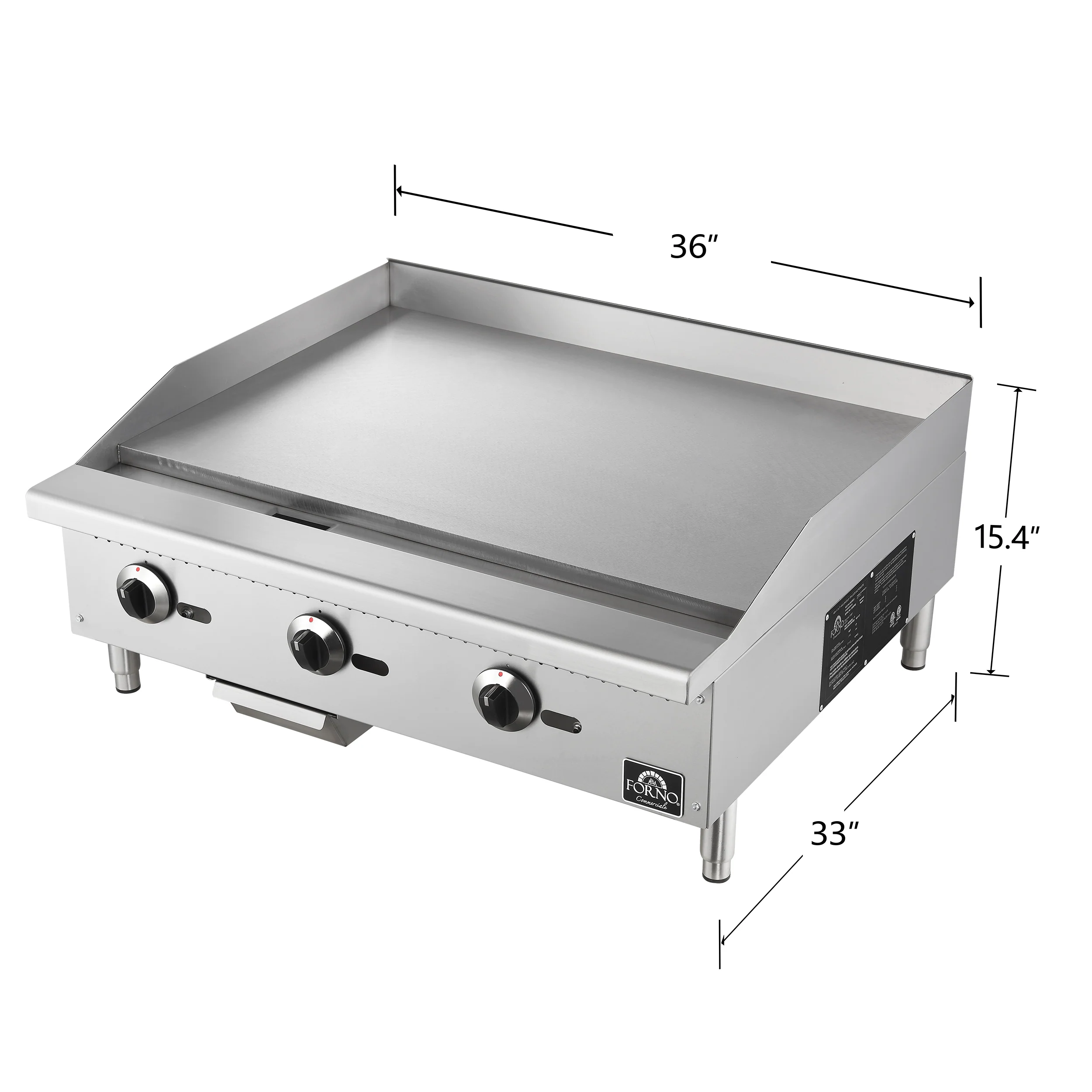 Forno Commerciale 36 Inch Gas Griddle, 3 Burners - Image 11