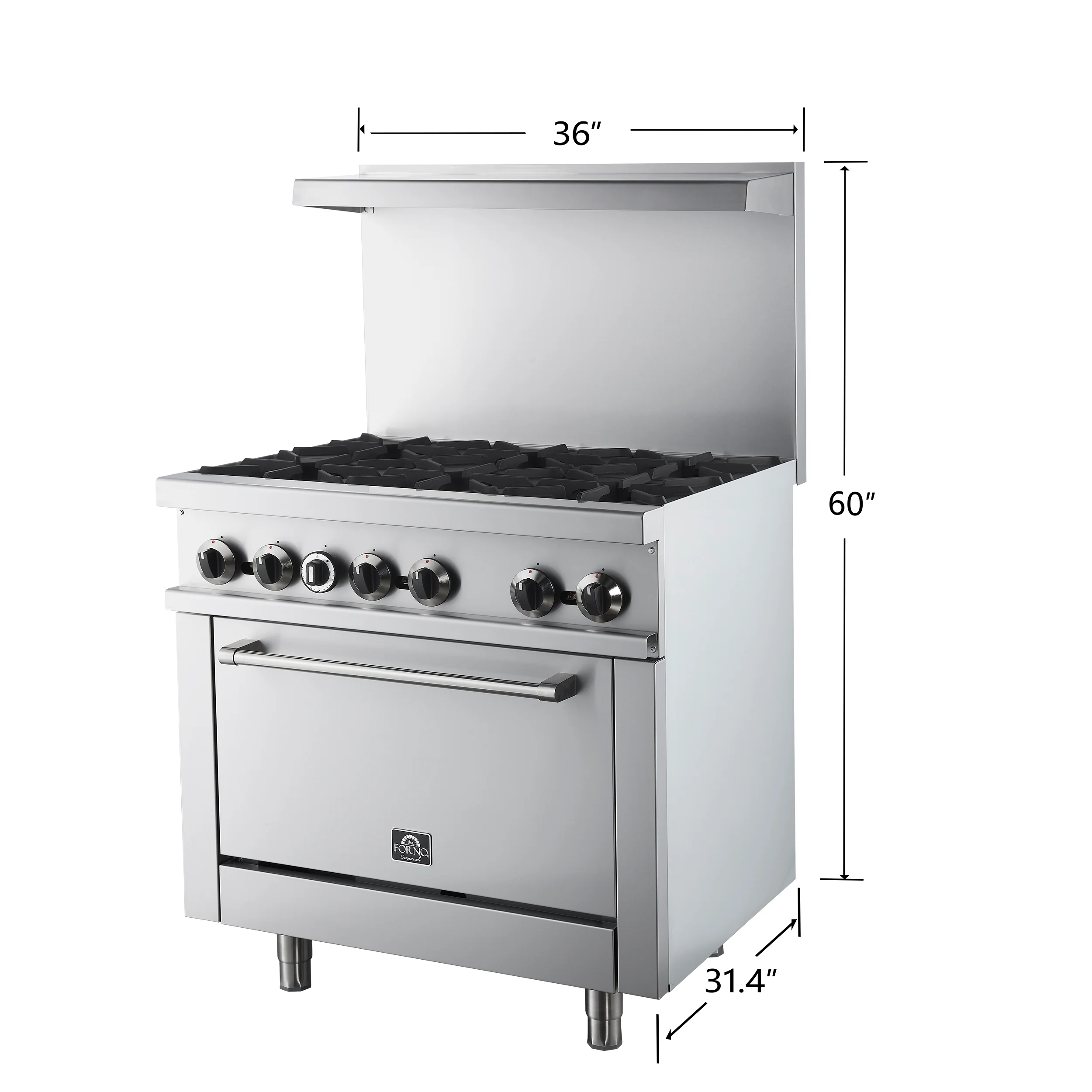 Forno Commerciale 36 Inch Gas Range with 6 Burners - Image 5