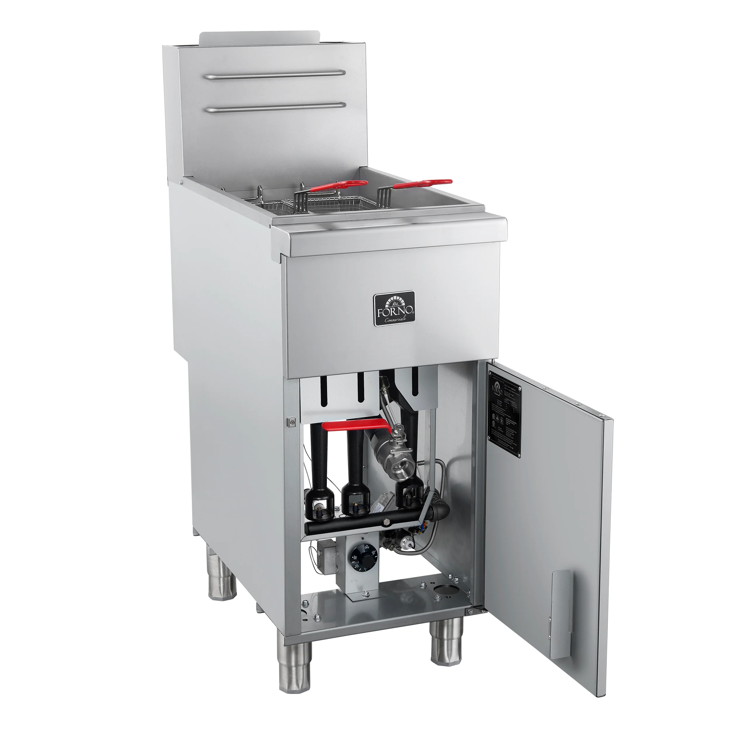 Forno Commerciale Natural Gas Deep Fryer, 3 Burners 90,000 BTU, 40 lbs, Millivolt Control - Image 4