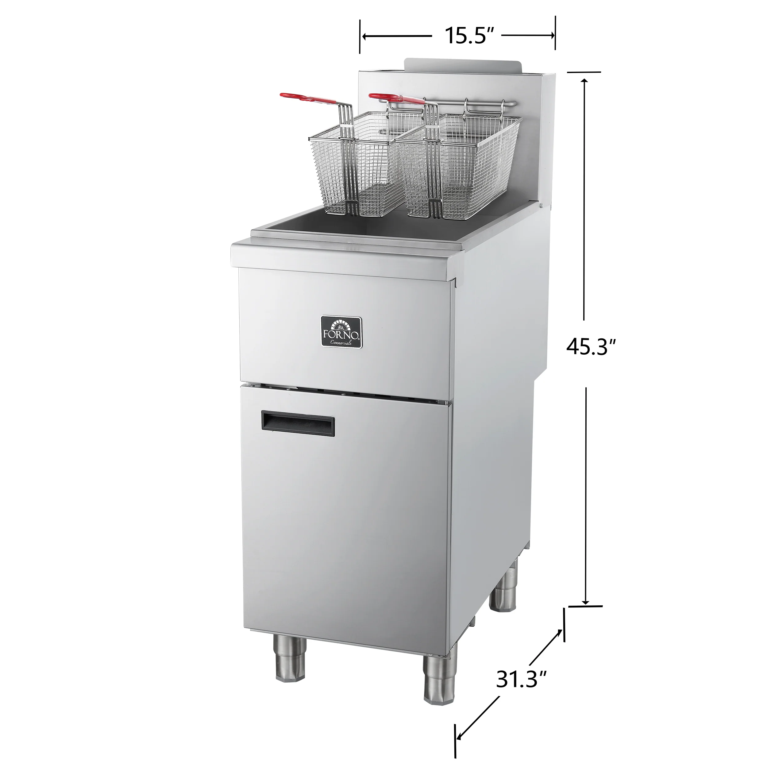 Forno Commerciale Natural Gas Deep Fryer, 4 Burners 120,000 BTU, 50 lbs Oil Capacity - Image 6