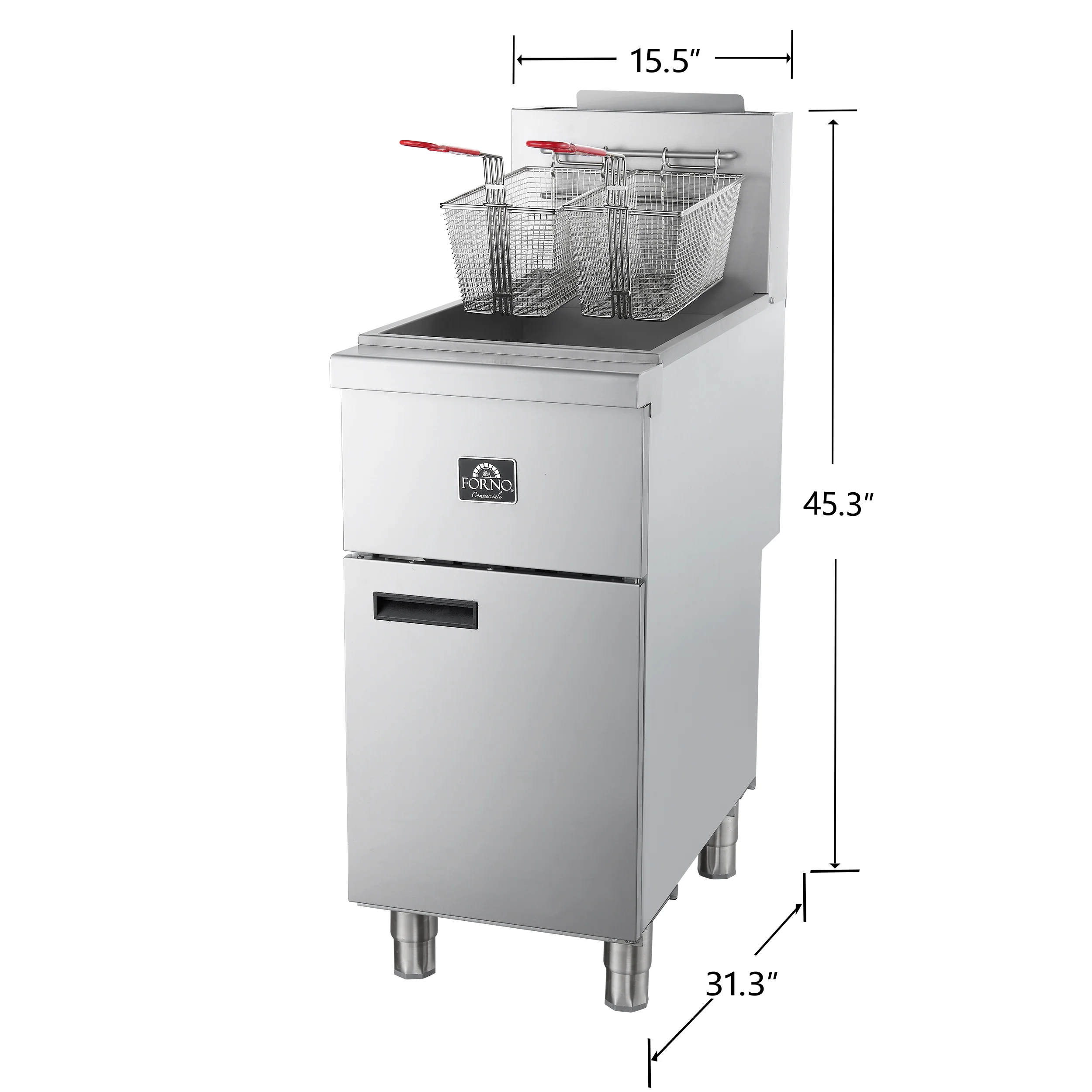 Forno Commerciale Propane Gas Deep Fryer, 4 Burners 120,000 BTU, 50 lbs Oil Capacity, Millivolt Control - Image 10