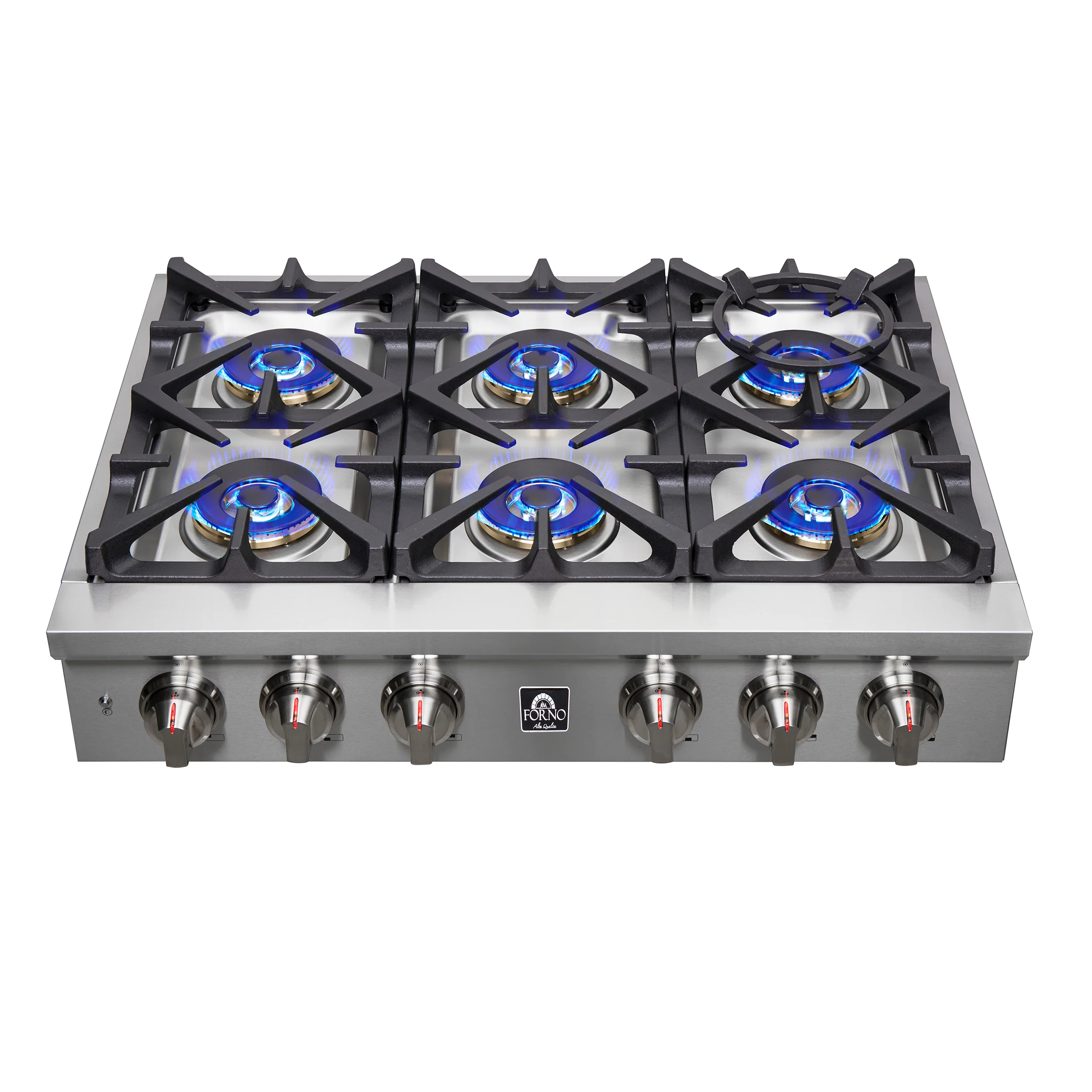 Forno Spezia Alta Qualita 36-Inch Pro-Style Gas Rangetop, Stainless Steel, 6 Sealed Burners, Continuous Cast Iron Grates, High Heat Output - Image 10