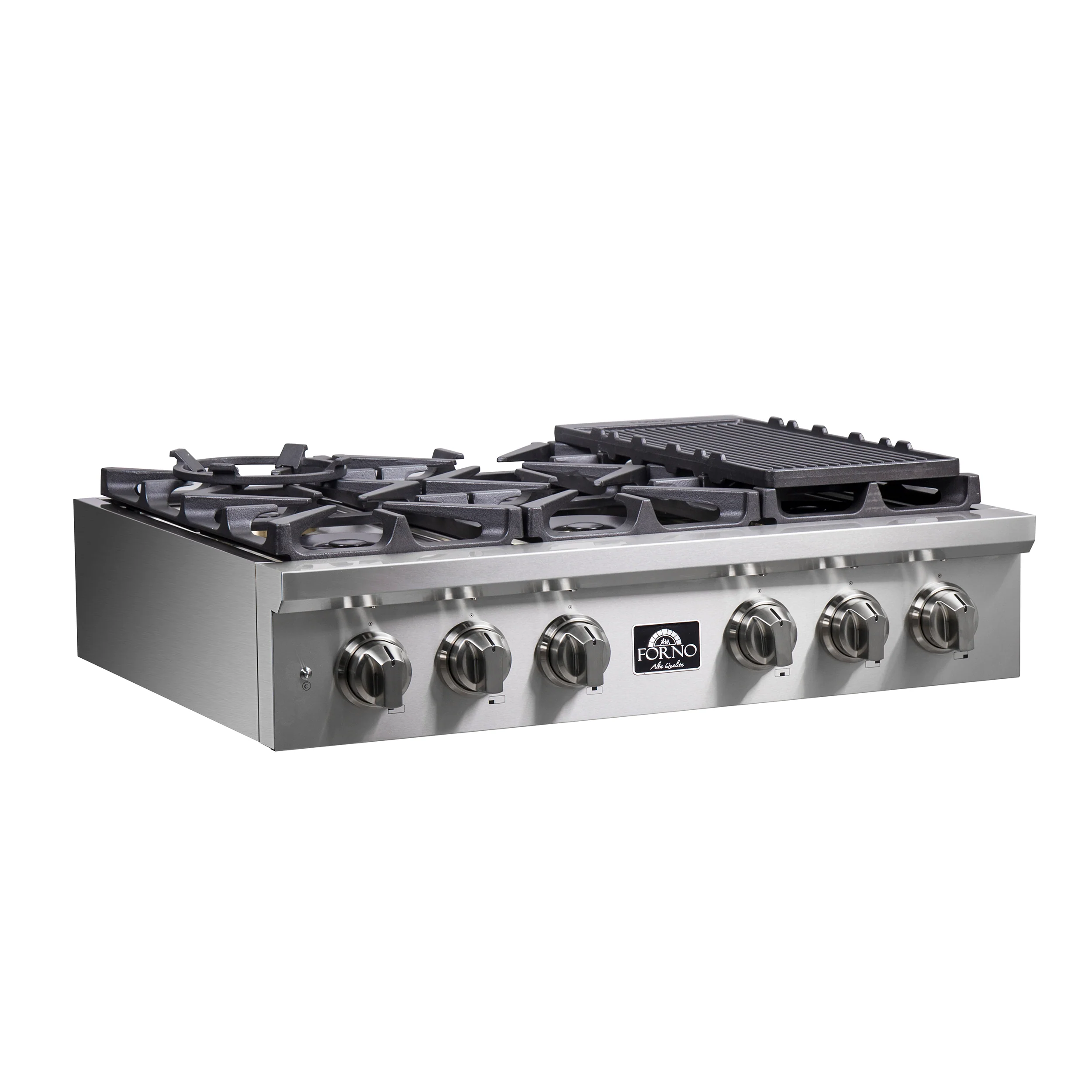 Forno Spezia Alta Qualita 36-Inch Pro-Style Gas Rangetop, Stainless Steel, 6 Sealed Burners, Continuous Cast Iron Grates, High Heat Output - Image 3