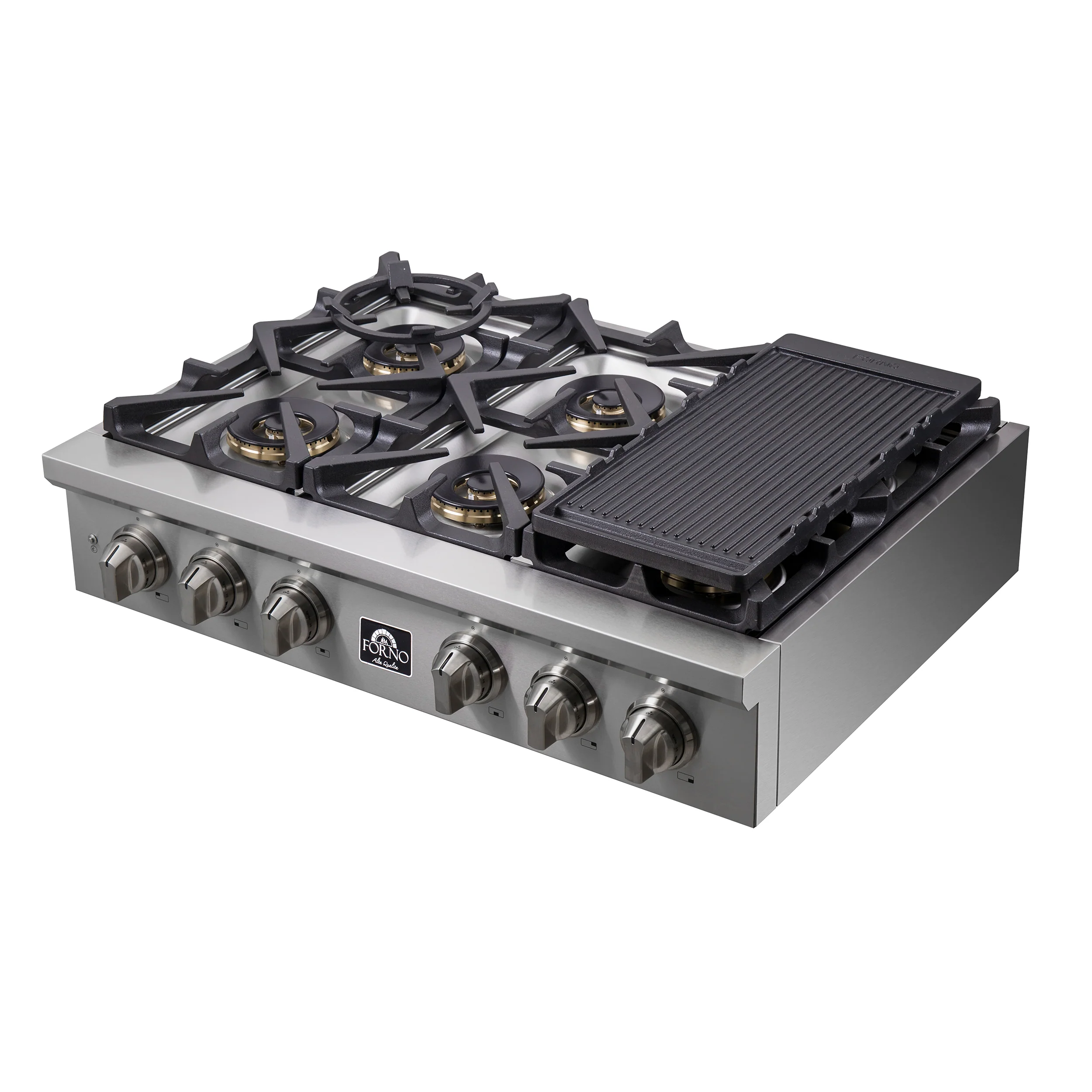 Forno Spezia Alta Qualita 36-Inch Pro-Style Gas Rangetop, Stainless Steel, 6 Sealed Burners, Continuous Cast Iron Grates, High Heat Output - Image 4