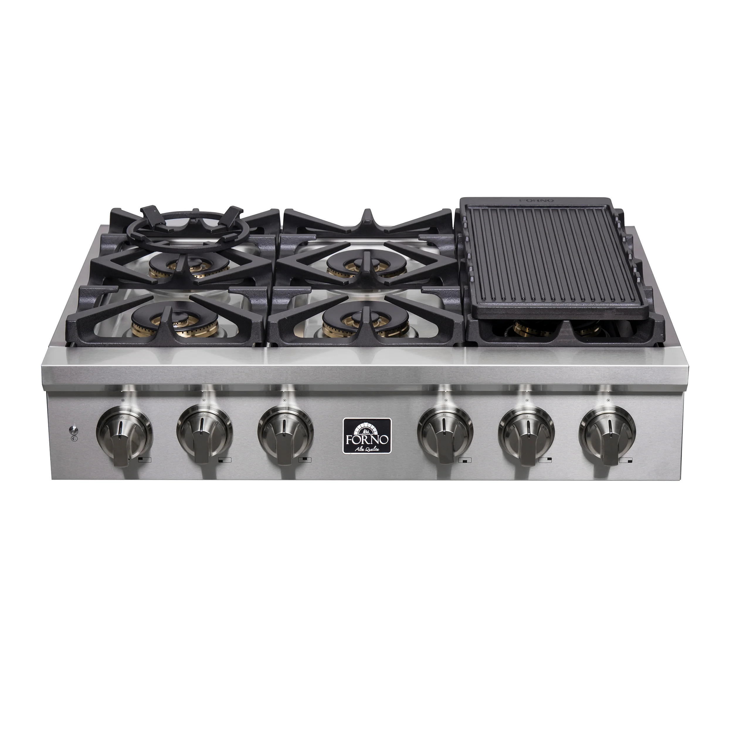 Forno Spezia Alta Qualita 36-Inch Pro-Style Gas Rangetop, Stainless Steel, 6 Sealed Burners, Continuous Cast Iron Grates, High Heat Output - Image 5